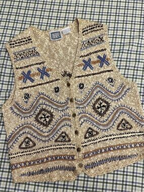 Vintage 90s Sigrid Olsen Southwestern Knit Sweater Vest | Women’s Large